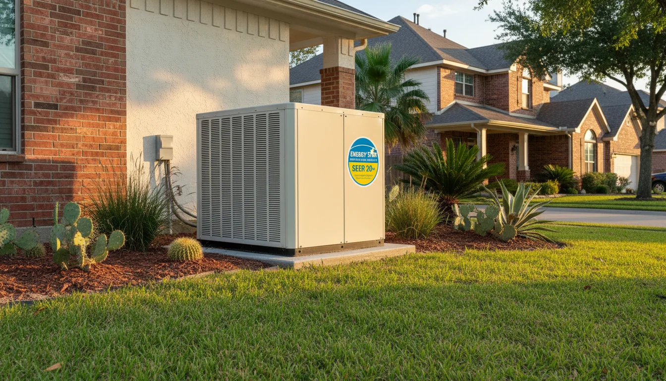 High-efficiency HVAC system meeting 2026 standards installed at a Houston home