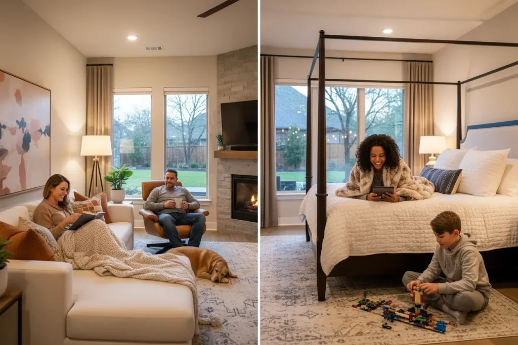 Houston family experiencing even heating comfort throughout their properly sized home