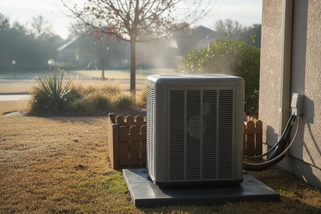 Heat pump operating in heating mode during mild Houston winter