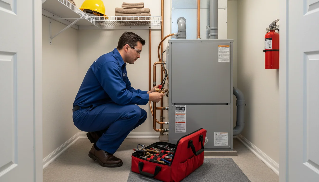 Professional heating installation of new furnace in Houston home