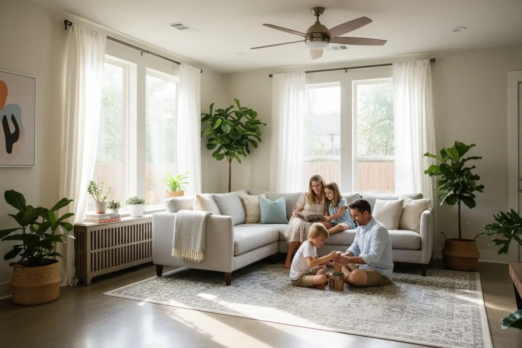 Houston family enjoying year-round comfort from an efficient HVAC system