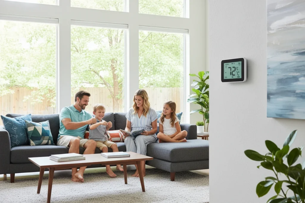 Houston family enjoying comfort after investing in a new HVAC system through financing