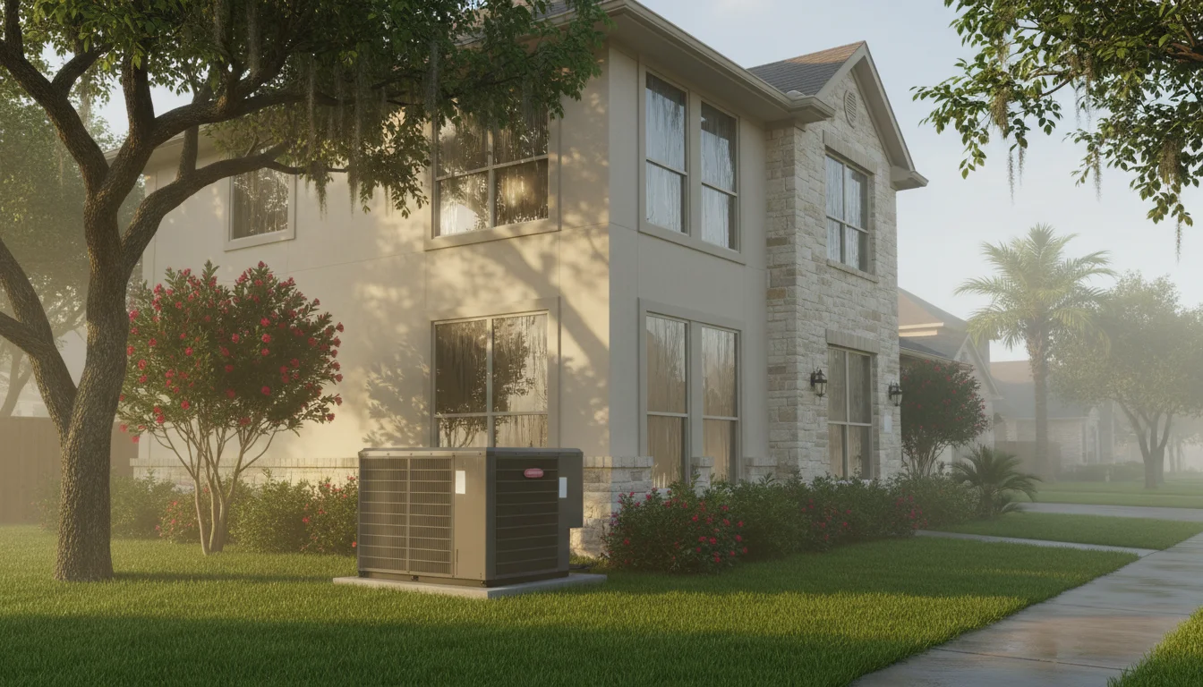 Houston home showing humidity effects with HVAC system working to manage moisture