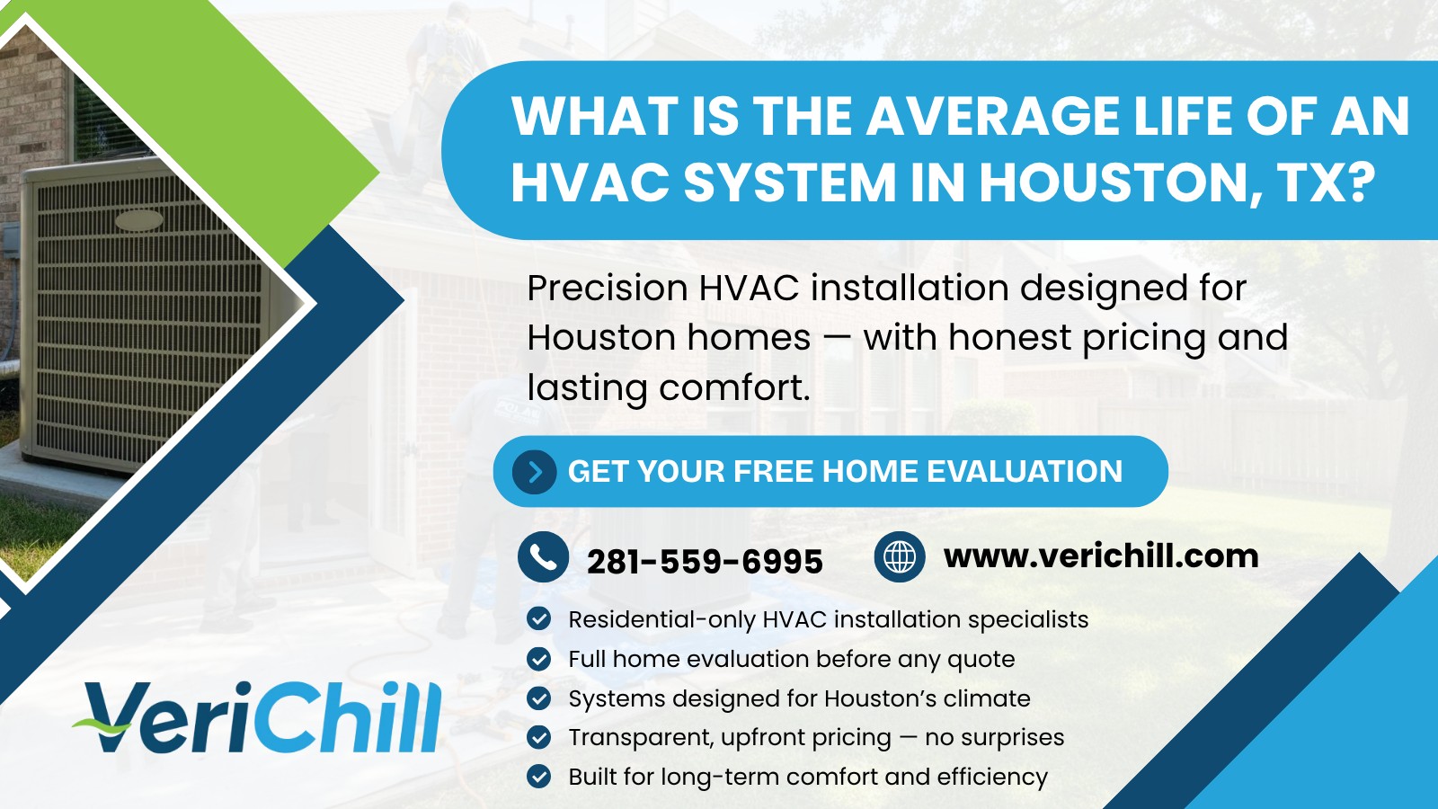 What is the average life of an HVAC system in Houston, TX